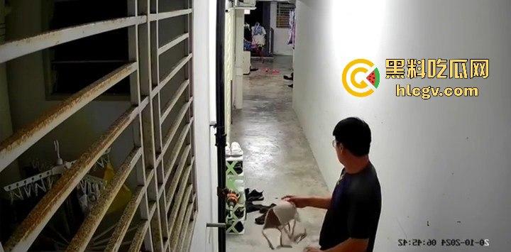 马来西亚槟岛华裔男清晨偷嗅邻居胸罩还自慰!猥亵全过程被监控拍下!-5