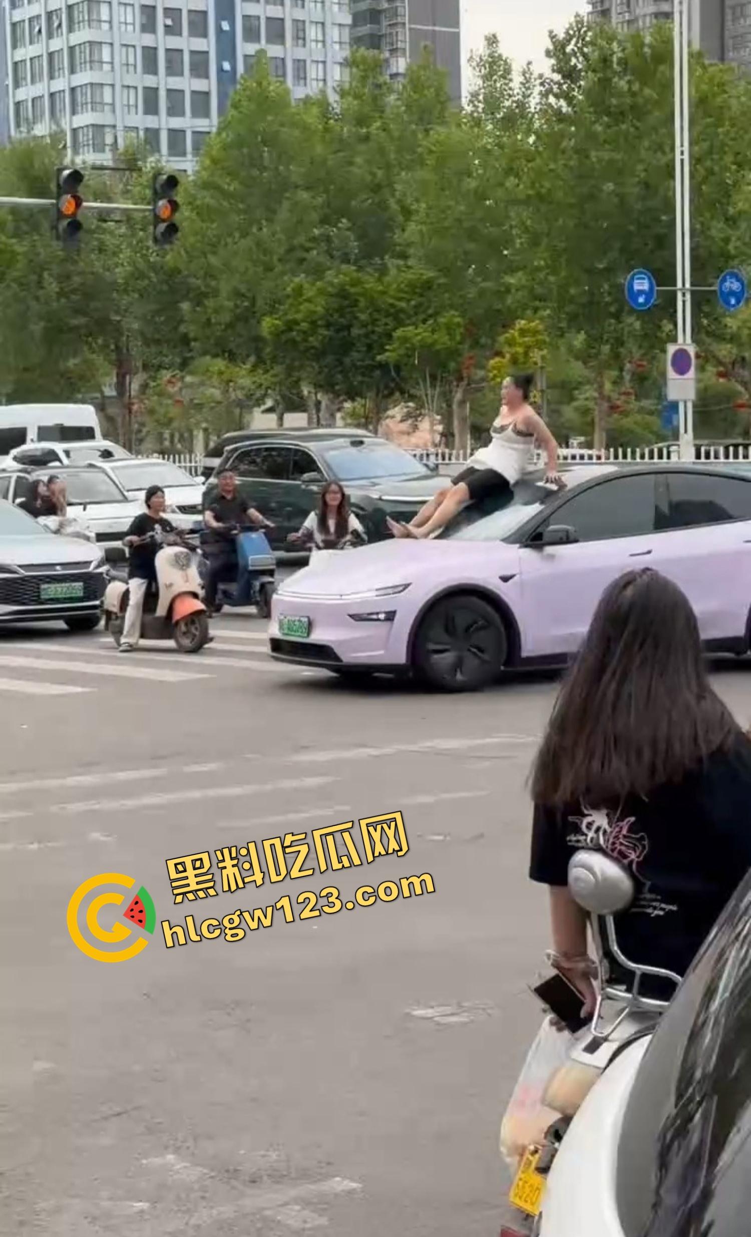 河南女版绿魔开挂上线,集美爬车无差别砸车,特斯拉一脚电门姐你是来耍杂技还是找死的?-5